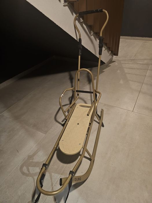 Sanie cu sac captusit Piccolino, Aluminiu, Bej