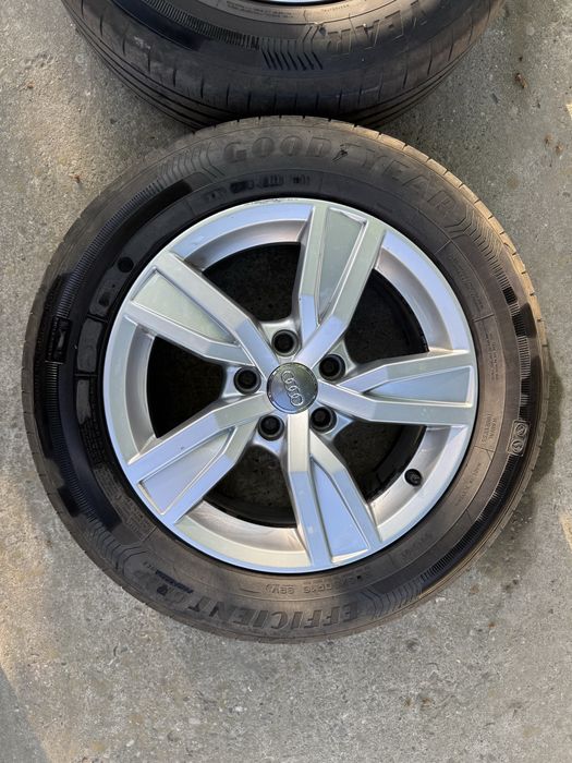 Jante Audi R16 5x112 cu anvelope de vara 205 60 16 Goodyear (sau schimb cu jante de VW 57.1)
