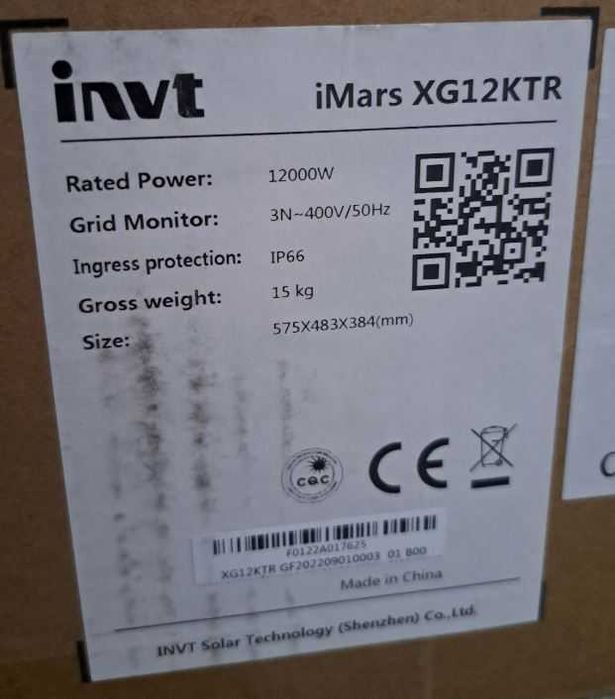 Invertor fotovoltaic trifazat INVT XG12KTR, 12 kW, WiFi, 2 MPPT, stoc propriu