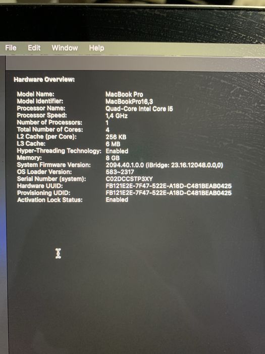 MacBook Pro Intel i5 13-inch 2020 8gb 256gb