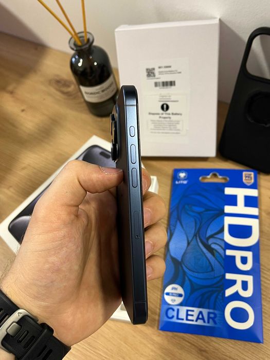 iPhone 15 Pro 256GB 100% Baterie Originala Neverlocked Fullbox Titanium Blue