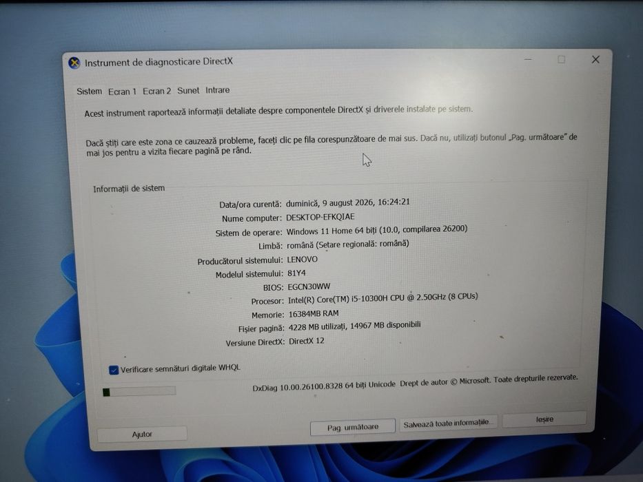 Laptop Gaming Lenovo Legion3 / i5-10300H/16gb RAM/ ssd 512 GB/ video 4 GB/
