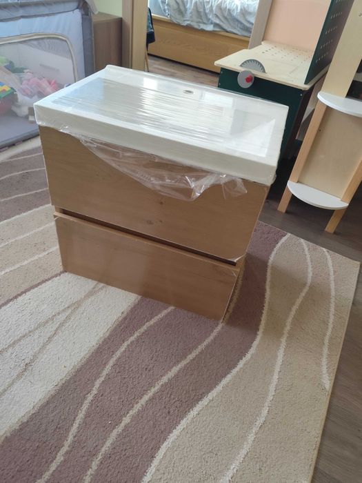 PVC Мебел за баня FORLI 60 OAK - Шкаф + Мифка