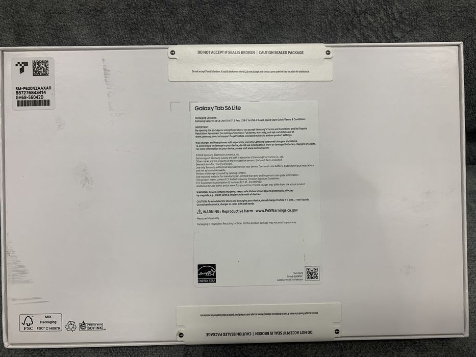 Запечатанный планшет Samsung Galaxy Tab S6 Lite, 10.4”, 4/64Gb, Wi-Fi