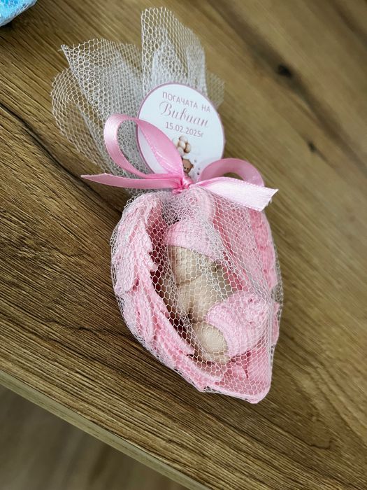 Гипсови фигурки мече/цветя/бебе за погача или кръщене