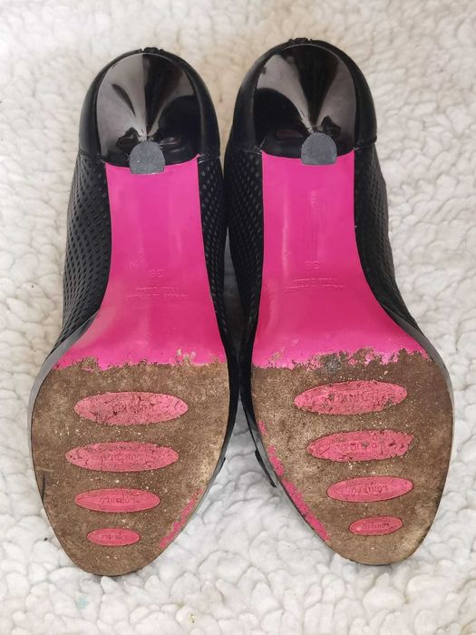 Botine negre dama vara piele naturala perforata sandale