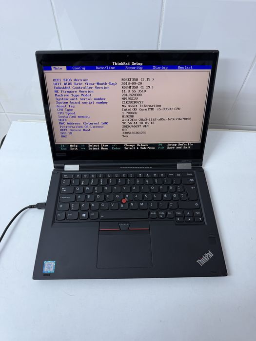 Lenovo X380 Yoga i5-8350U 8GB no ssd no battery