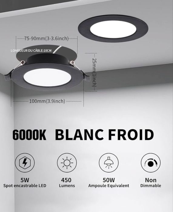 Pachet de 10 spoturi LED încastrate, 5 W