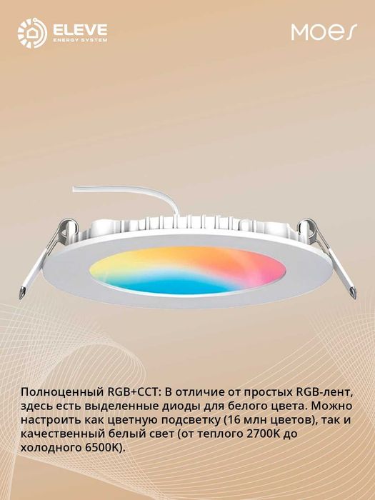 Умный встраиваемый светильник Moes| WB-TDD12-RCW-4-MS|ZB-TDD6-RCW-4-MS