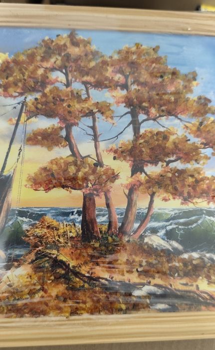 Tablou decorativ unicat cu pietricele, nou