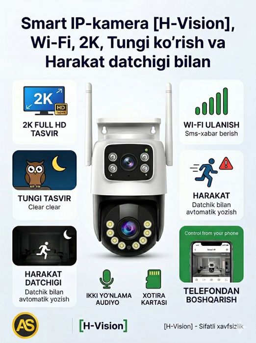 Smart ip kamera 2 ko’zli