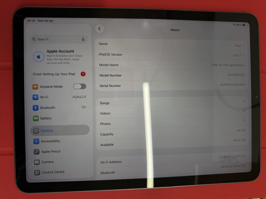 Apple iPad Air 4 arsta foarte bine baterie 88%