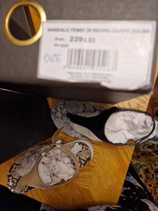 Sandale negre piele naturală