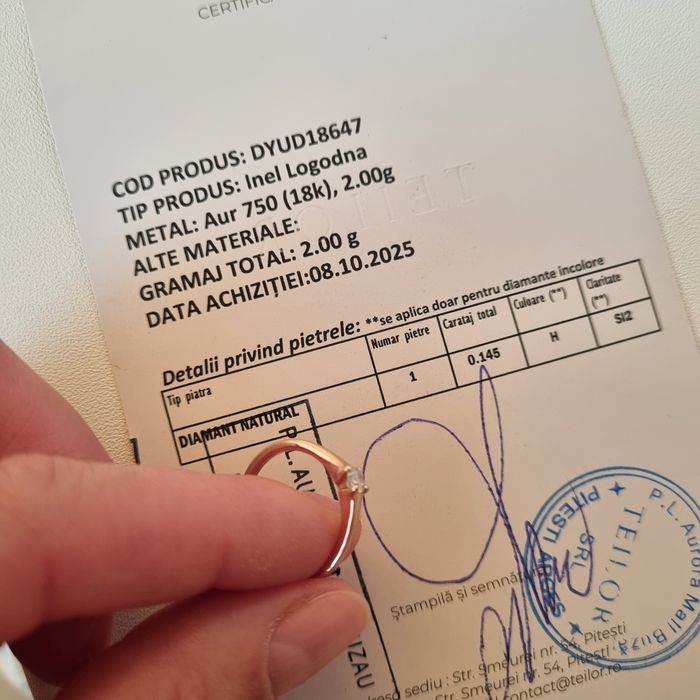 Inel din aur roz 18k cu diamant