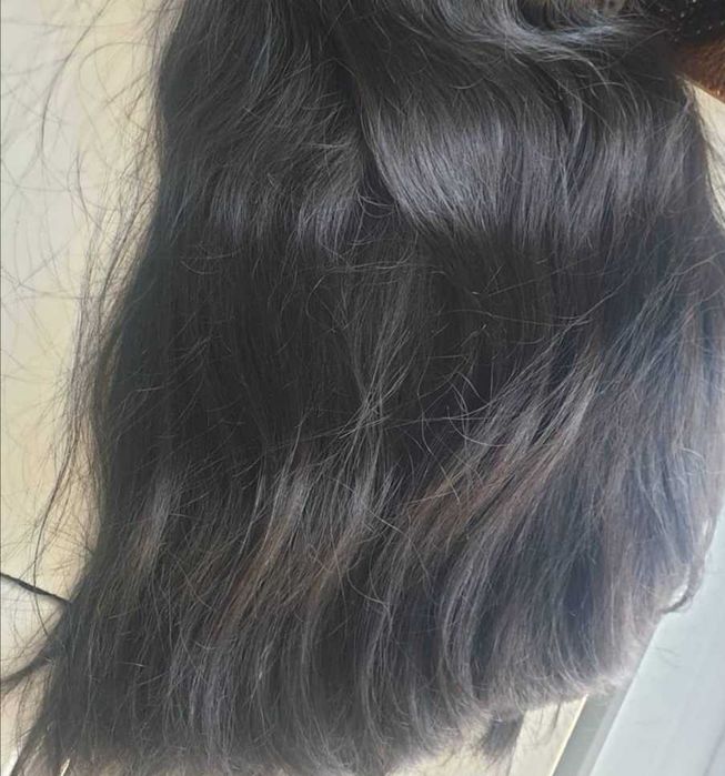 Естествена коса тъмно кестенява