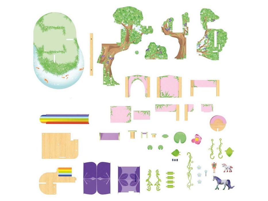 Къщичка на дърво с фея и еднорог Къща за кукли Вълшебно Приказно дърво