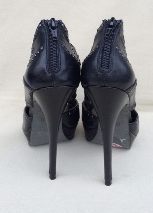 CINTI Sandale Chic/Cocktail Dama Stiletto Negru Studded Piele Italia