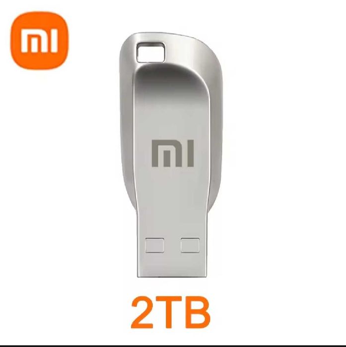 Нов USB памет преносим Xiaomi, 2 TB терабайта, 3.0, блестящо сребристо