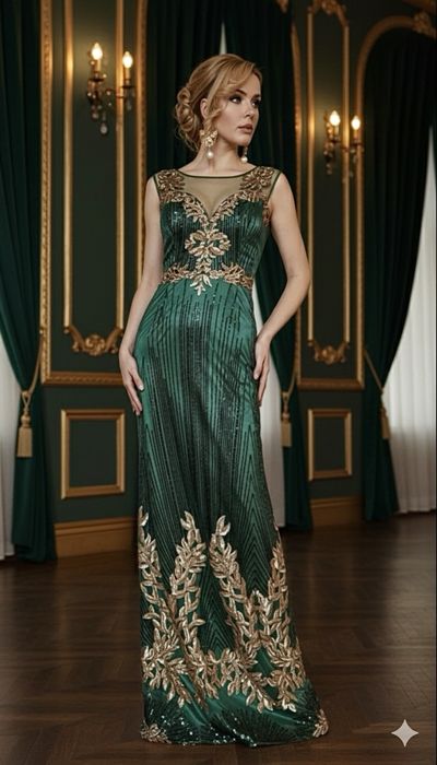 Шикарное платье, цвет этого года - зелёный изумруд