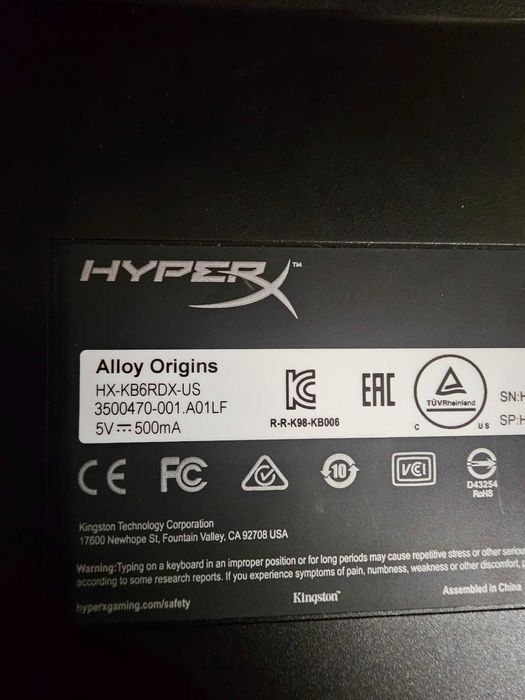 Механична Геймърска Клавиатура HyperX - Alloy Origins