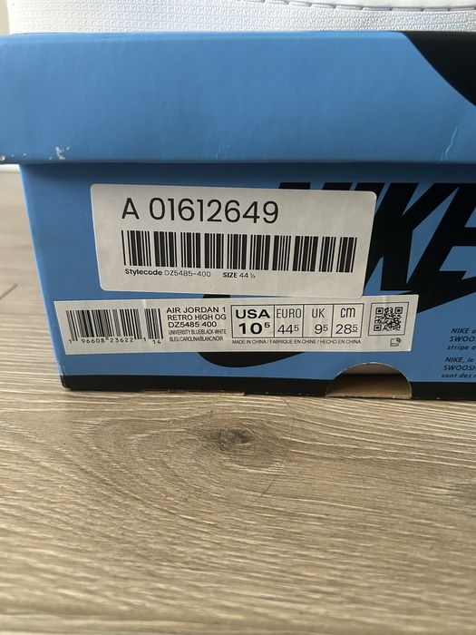 Nike Air Jordan 1 High OG Retro UNC Toe 44,5 US 10,5