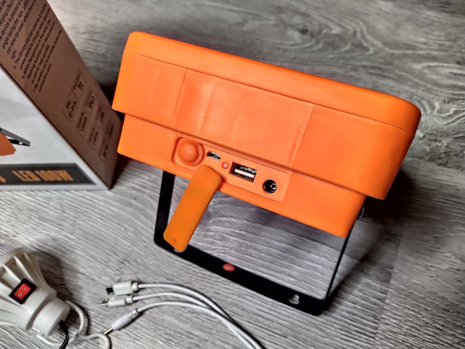 Lampa solara 100W+bec camping, pescuit autonomie 8h, cald rece neutru