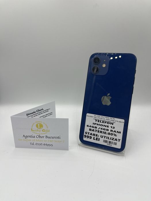 Iphone 12 64GB/80% Baterie FACTURA/GARANTIE #53064