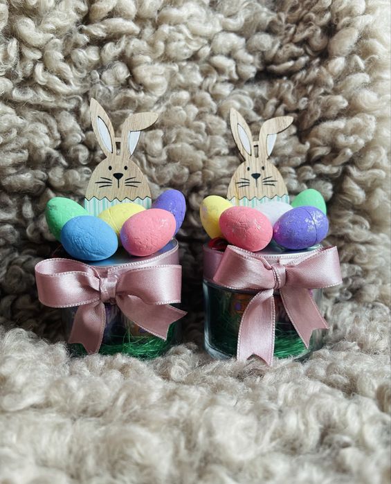 Cadou de Paște  Borcan handmade cu ouă de ciocolata  Mini & Mare
