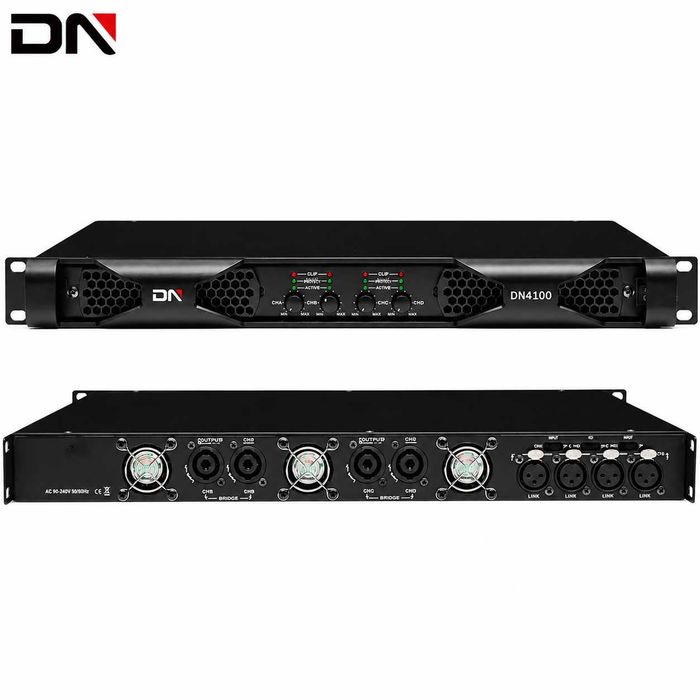 Profesional Amplificator DN-4100 4 canale (4 x 1500W 4 Ω, 4 x 1000 W 8 Ω) clasa D 1U - NOU