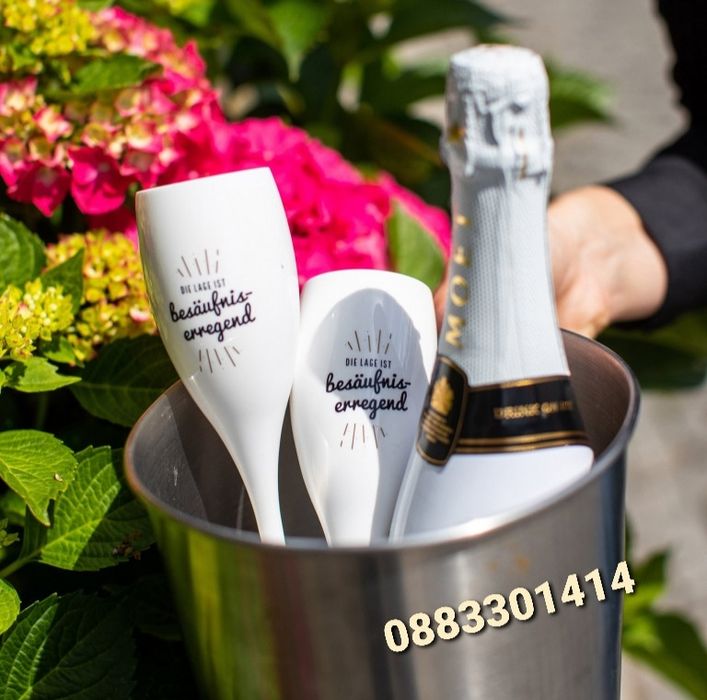 Комплект Чаши за шампанско Чаши за вино, Бели, Черни