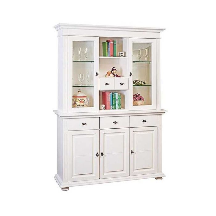 Vitrina tip bufet din lemn masiv Mona, alb