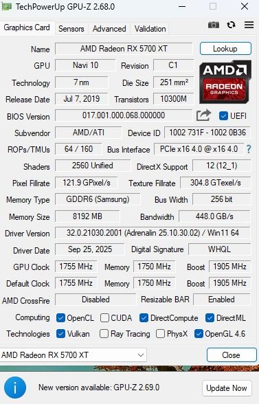 Видеокарта Rx 5700xt