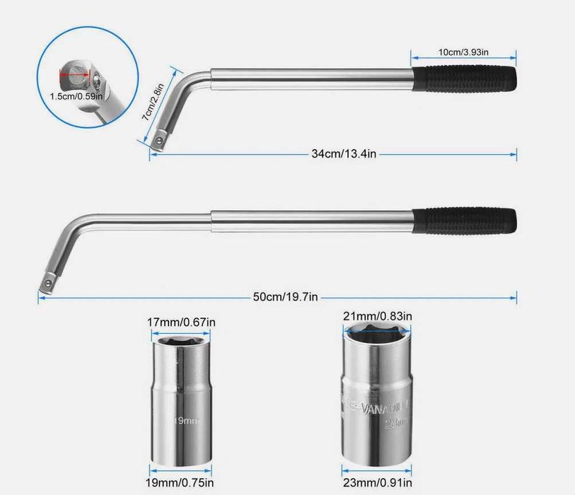 Ключ Телескопичен за Джанти - 17 х 19 х 21 х 23 mm.
