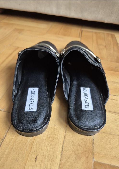 Saboți Eleganți Steve Madden Kera Flat - Piele Naturală Neagră - 38