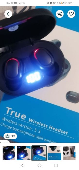 Căști wireless pentru gaming, cu control tactil și afișaj led, noi