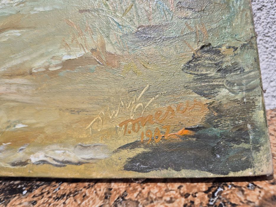 Vând tablou pictat manual pinza de pictorul Tomescu in 1987,Constanța