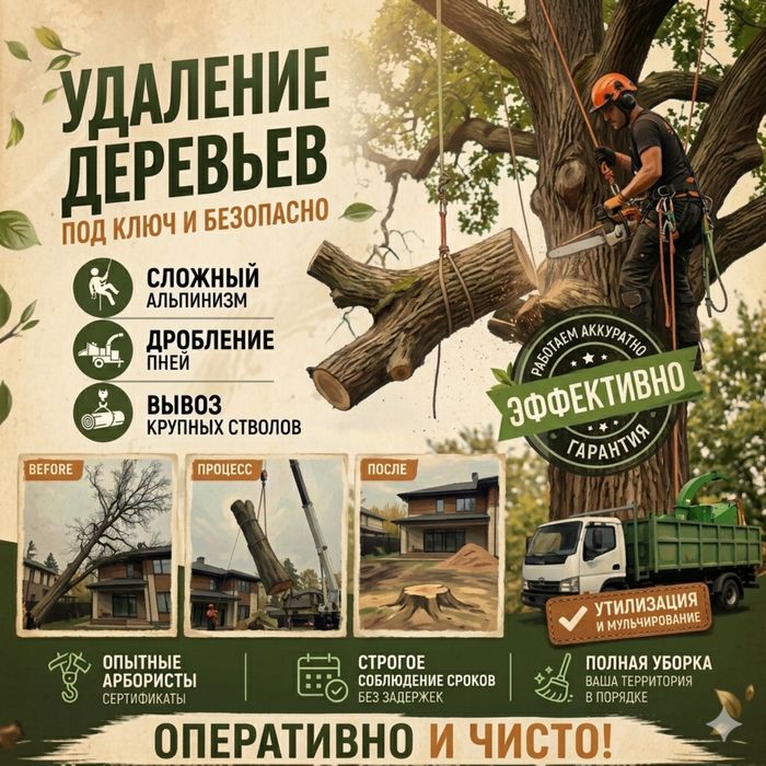 Услуги по спилу деревьев с вывозом