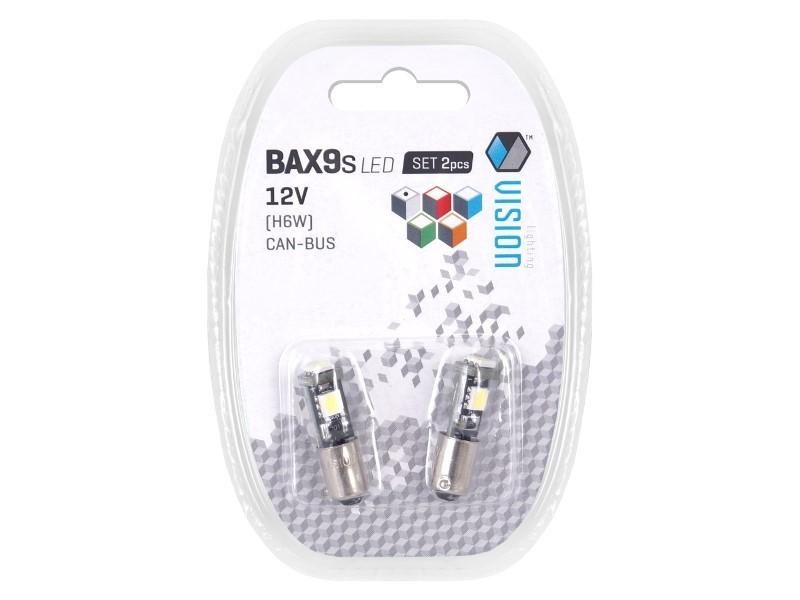 крушка vision h6w bax9s 12v 3x 5050 smd led, canbus, бяла, 2 броя ...