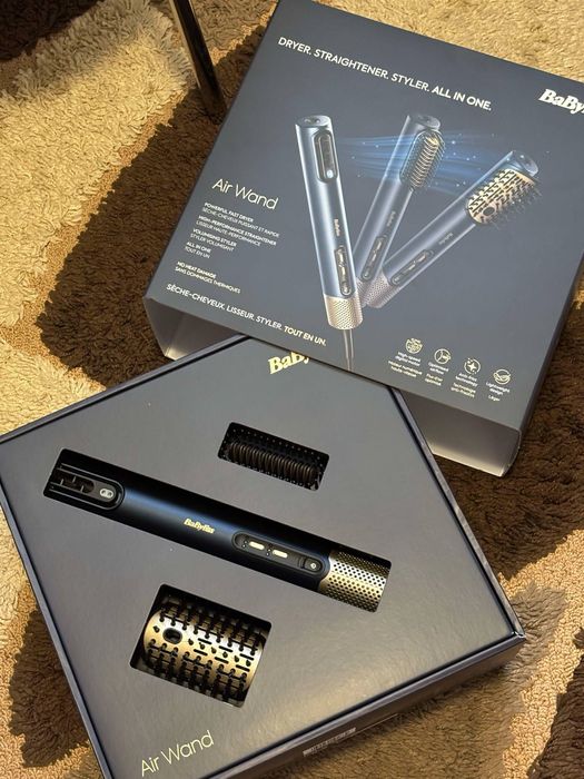 Perie cu aer cald Babyliss Air Wand 3in1, 1600W, albastru inchis