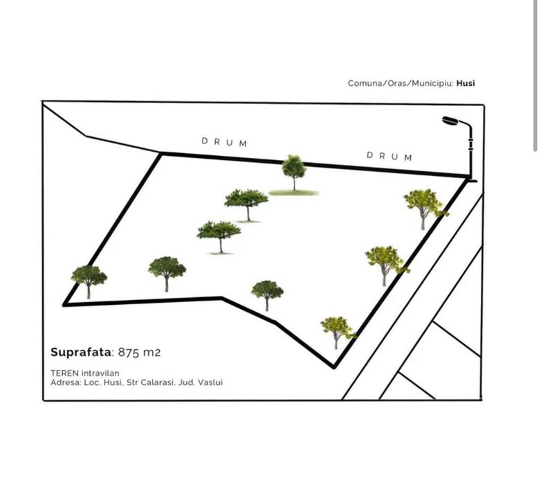 Teren intravilan 875 mp – Strada Călărași Huși