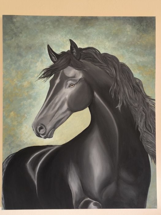 Картина с черен кон