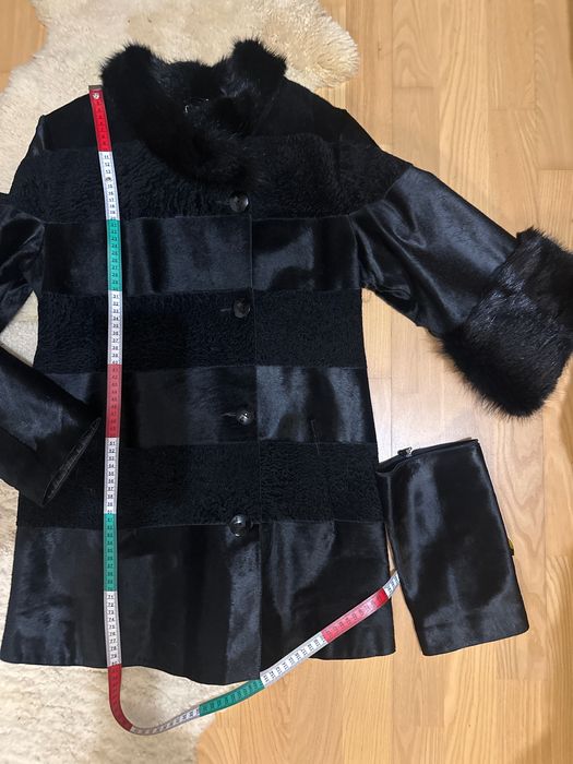 Естествено кожено палто EVER №40 – астраган, косъм, свалящи се ръкави