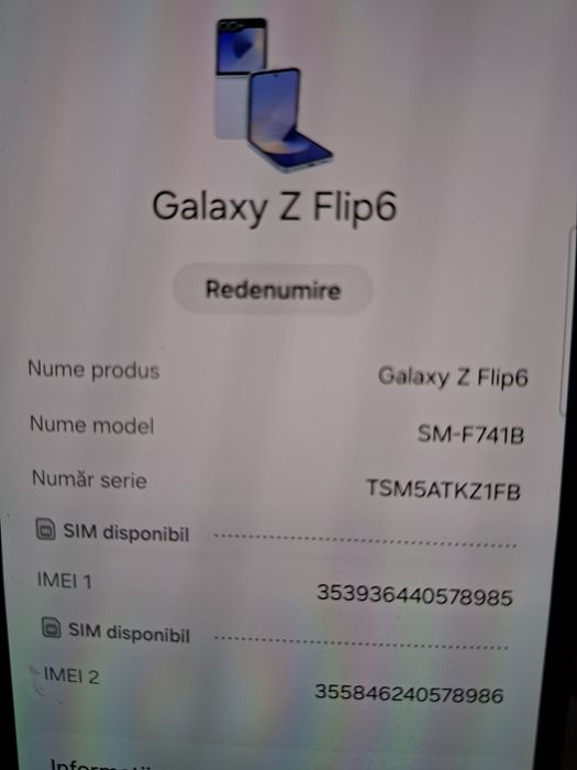 Vand Samsung Flip 6 probleme folie ,12 gb ram ,256 memorie