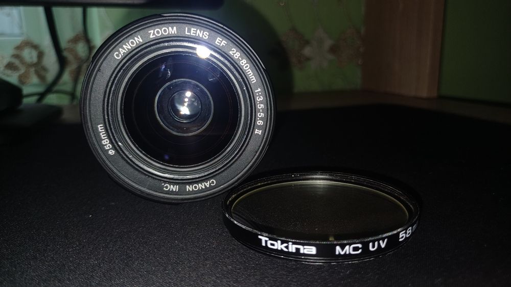 Canon EF 28-80 mm + filtru Tokina MC  UV