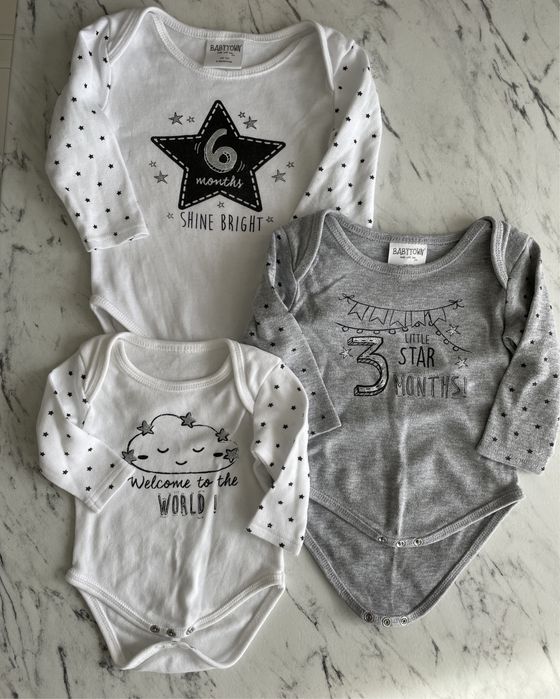 Бебешки бодита 3 броя, 0-6 м