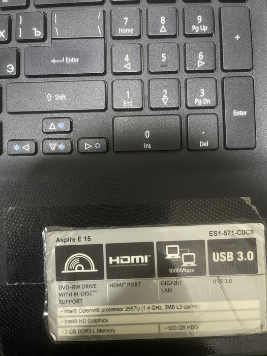 Acer E 15  500 GB sotiladi