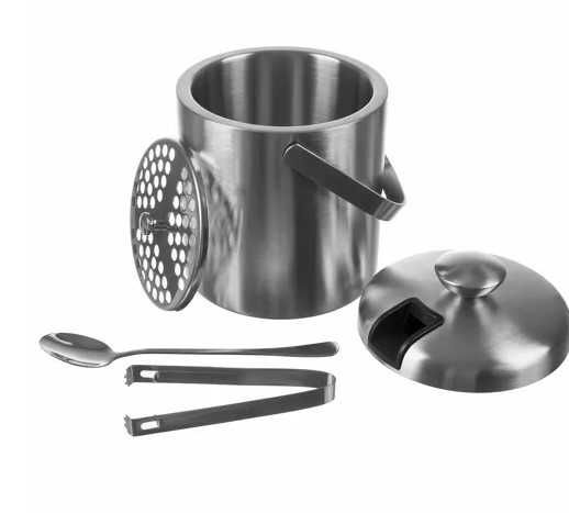 Двустенна термо ледарка за лед с капак, двойни стени, шипка и лъжица