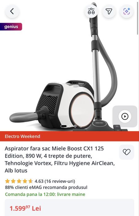 Aspirator Miele fara sac (comp.praf), in stare excelenta