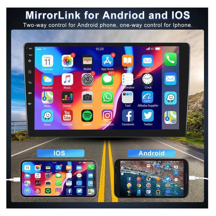 Навигация Мултимедия за кола 9 инча двоен дин за автомобил бус Android