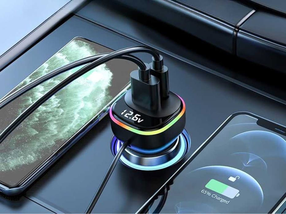 Bluetooth FM Трансмитер за кола с 3x USB и Type-C зарядно, микрофон